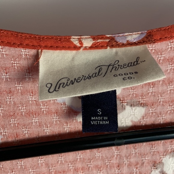 Universal Thread Coral Short Sleeve Dress Mini‎ Floral Wrap - Picture 6 of 11